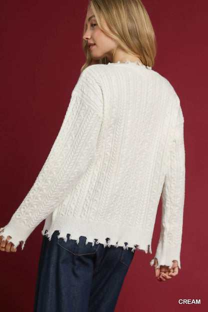 Umgee Distressed American Flag Sweater - Bitsy Gypsy Boutique