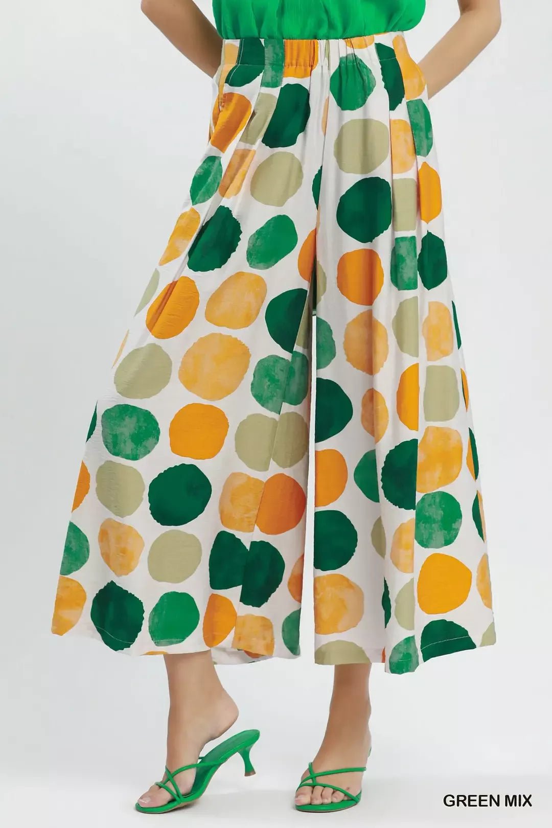 Umgee Dot Print Wide Leg Pants - Bitsy Gypsy Boutique