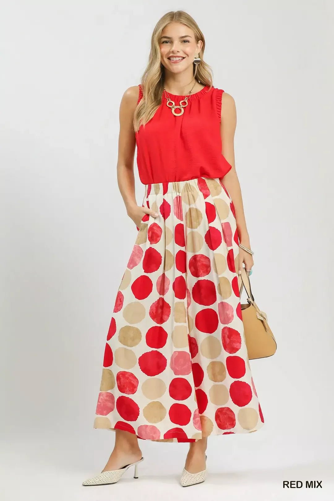 Umgee Dot Print Wide Leg Pants - Bitsy Gypsy Boutique