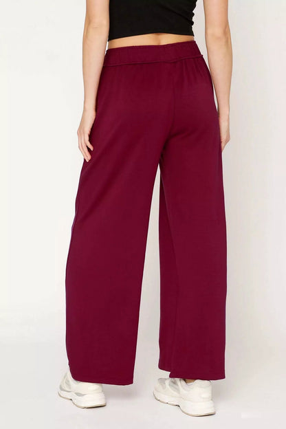 Umgee Elastic Drawstring Waistband Wide Leg Pants - Bitsy Gypsy Boutique