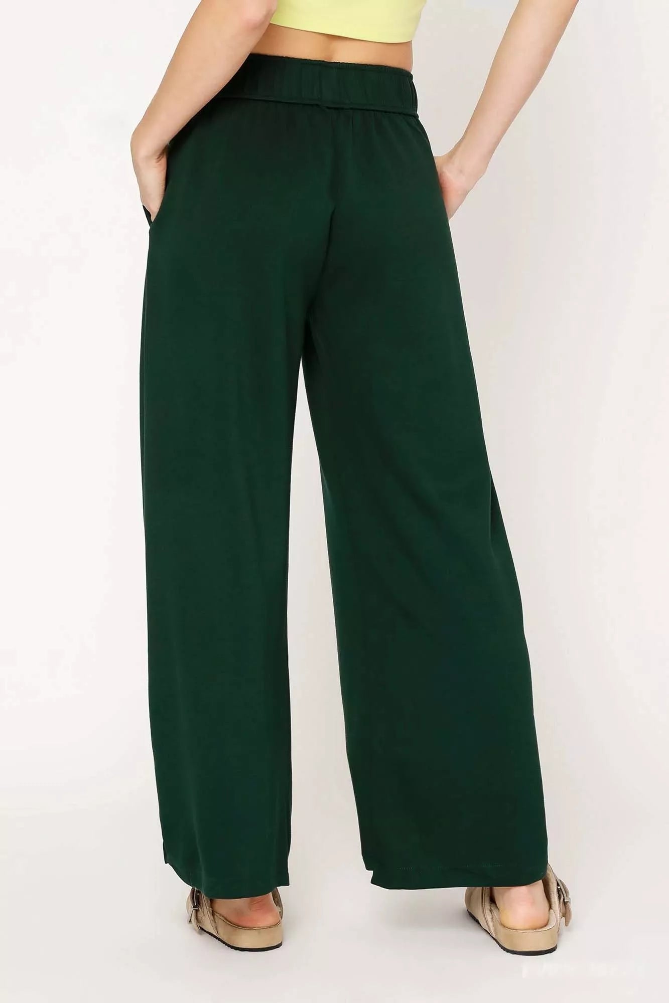 Umgee Elastic Drawstring Waistband Wide Leg Pants - Bitsy Gypsy Boutique