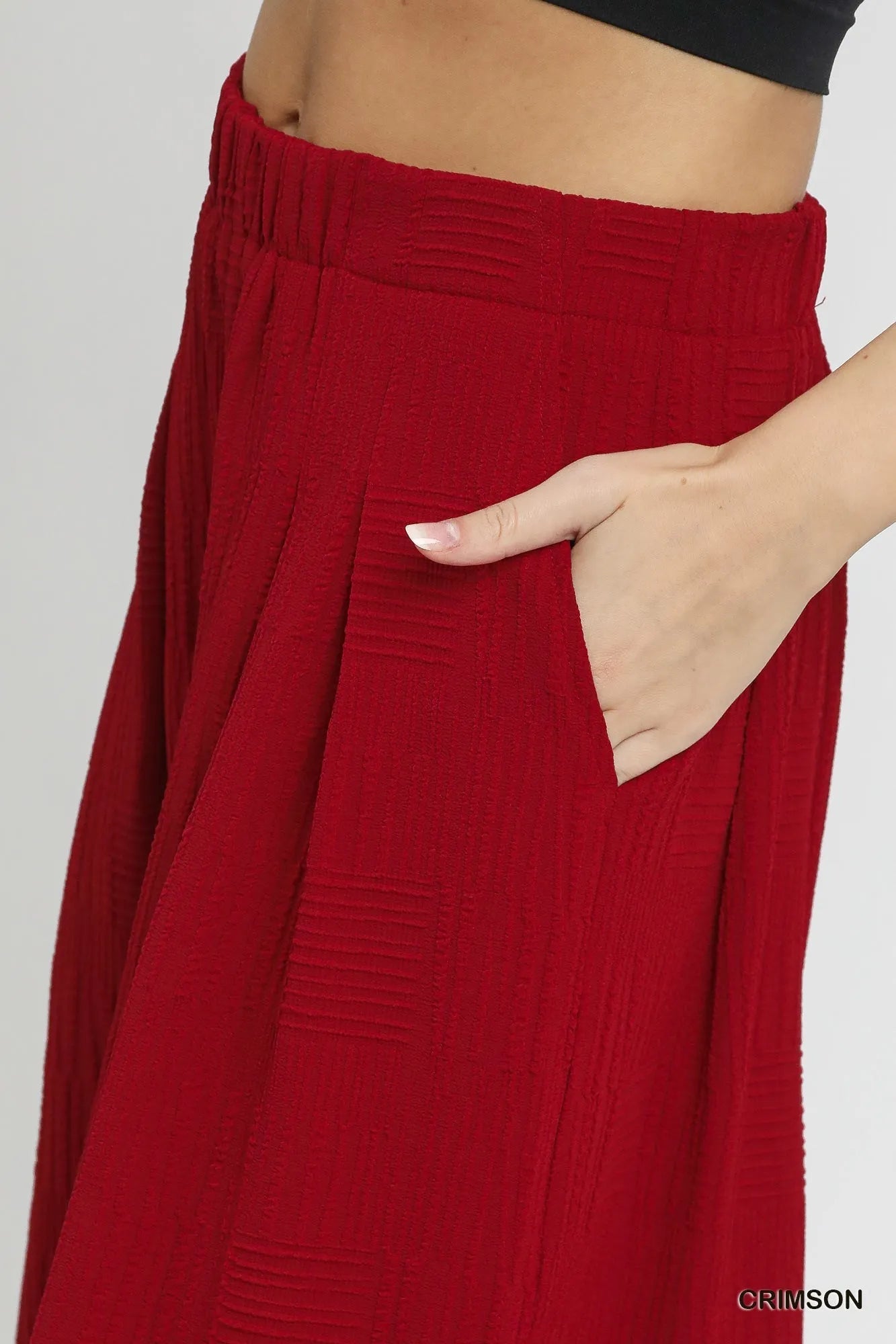 Umgee Elastic Waist Wide Leg Pants - Bitsy Gypsy Boutique