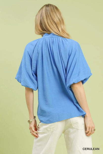 Umgee Embroidered Boho Puff Sleeve Blouse - Bitsy Gypsy Boutique