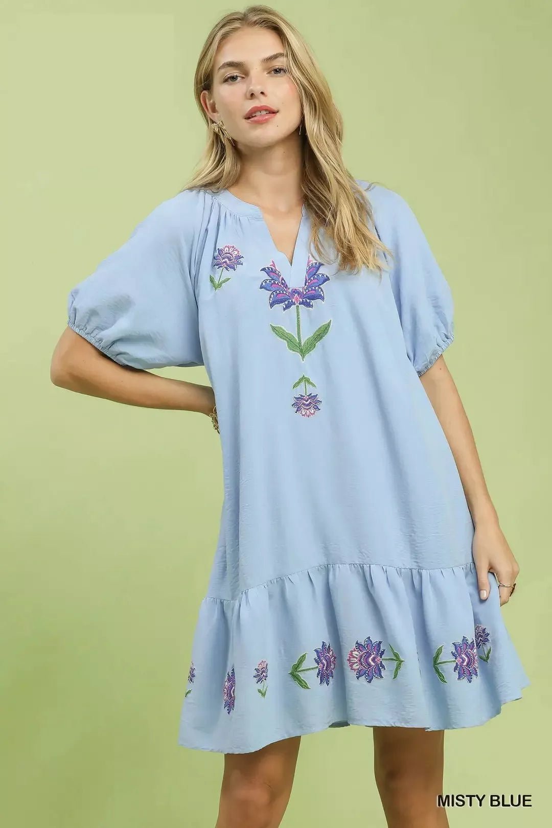 Umgee Embroidered Floral Babydoll Dress - Bitsy Gypsy Boutique
