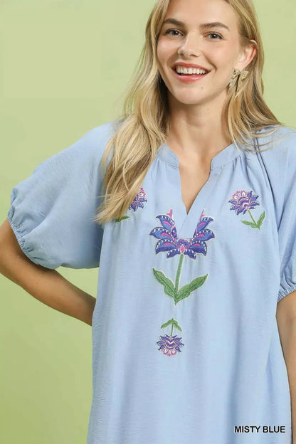 Umgee Embroidered Floral Babydoll Dress - Bitsy Gypsy Boutique