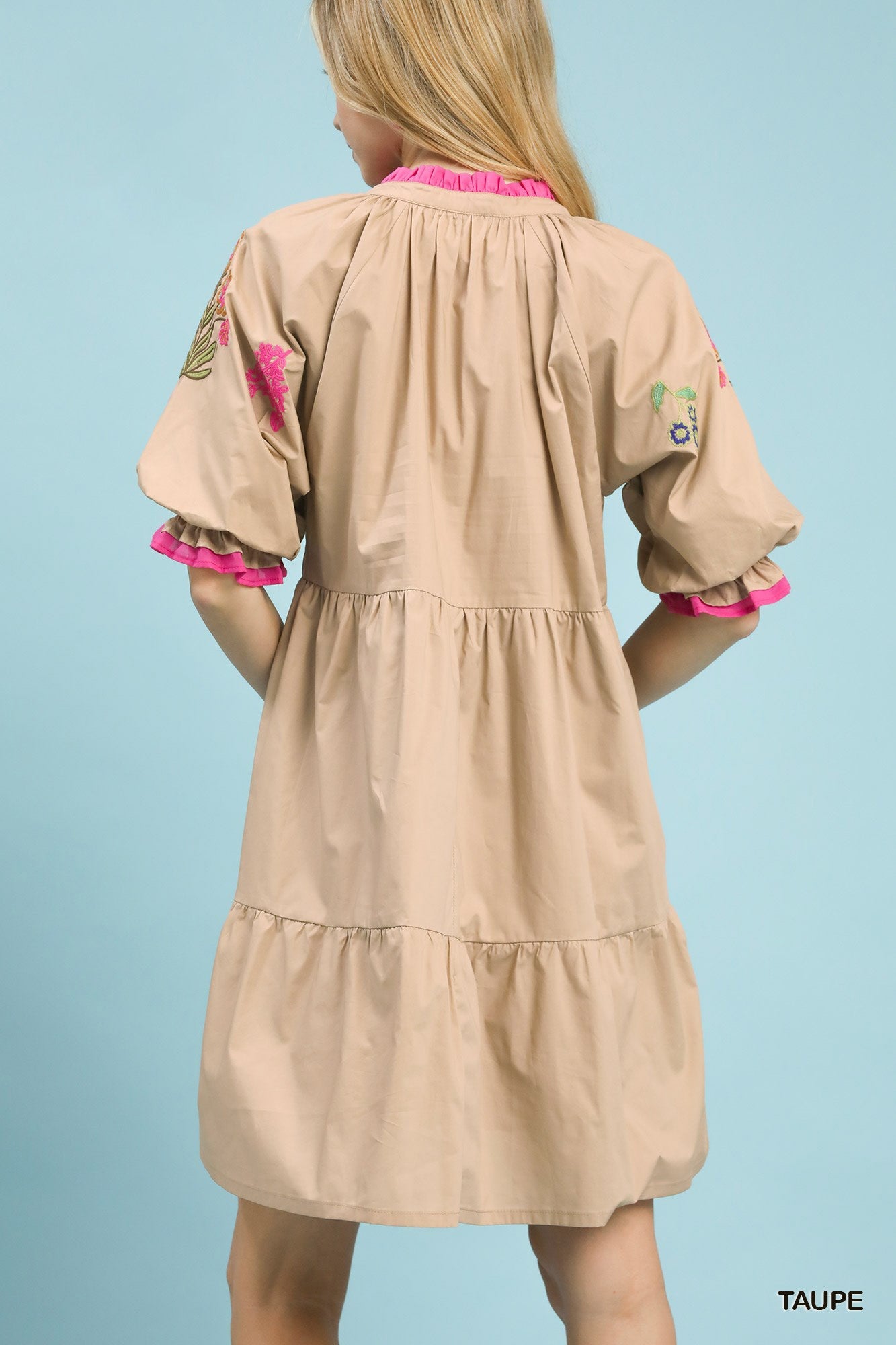 Umgee Embroidered Floral Tiered Dress - Bitsy Gypsy Boutique