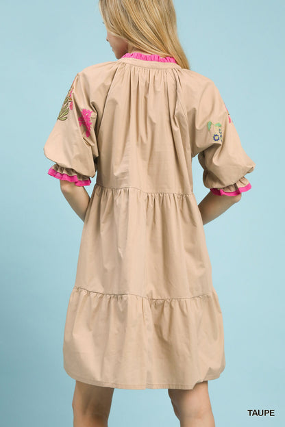 Umgee Embroidered Floral Tiered Dress - Bitsy Gypsy Boutique