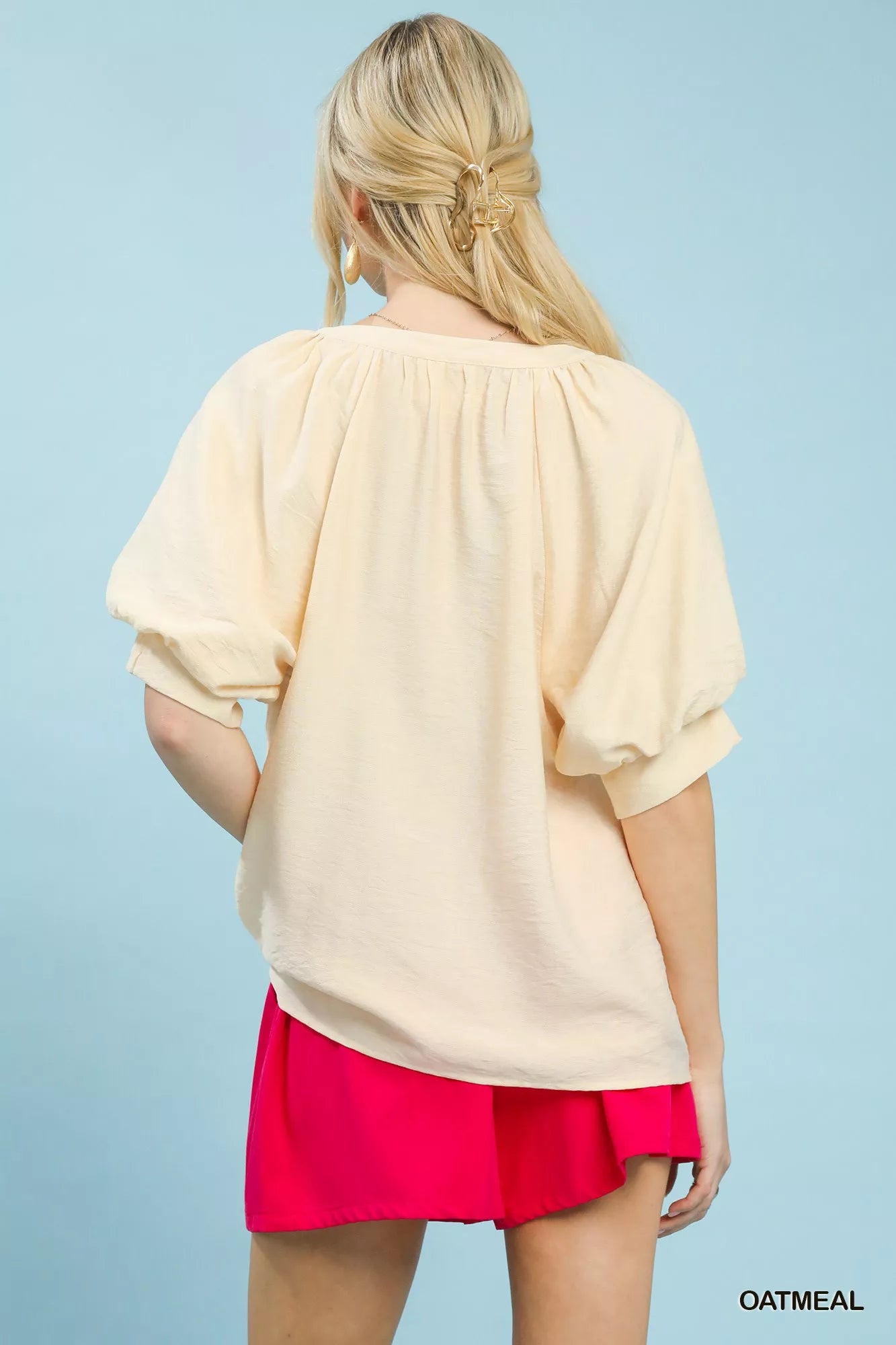 Umgee Embroidered Puff Sleeve Blouse - Bitsy Gypsy Boutique