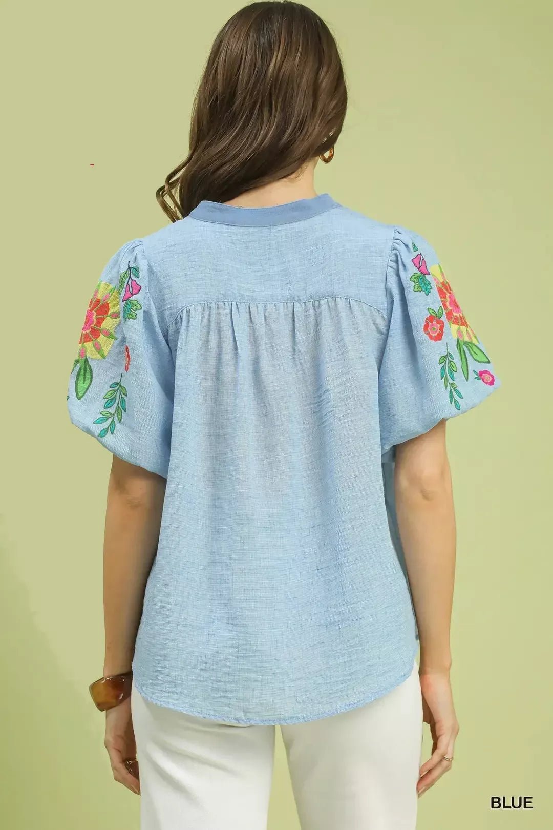 Umgee Embroidered Puff Sleeve Top - Bitsy Gypsy Boutique