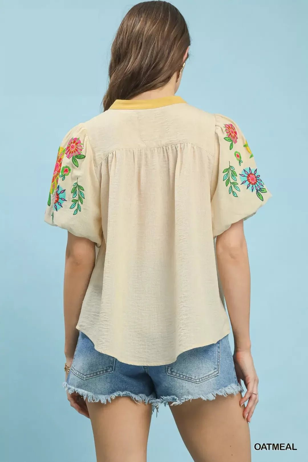 Umgee Embroidered Puff Sleeve Top - Bitsy Gypsy Boutique