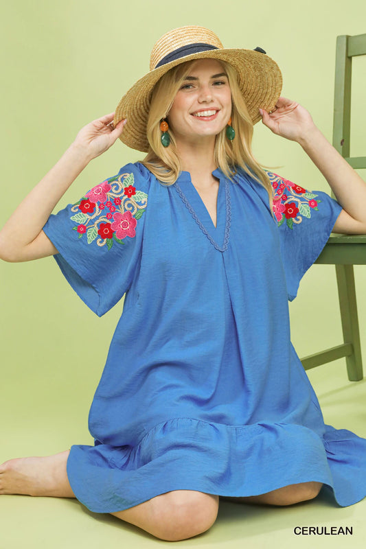Umgee Embroidered Shoulder Dress - Bitsy Gypsy Boutique