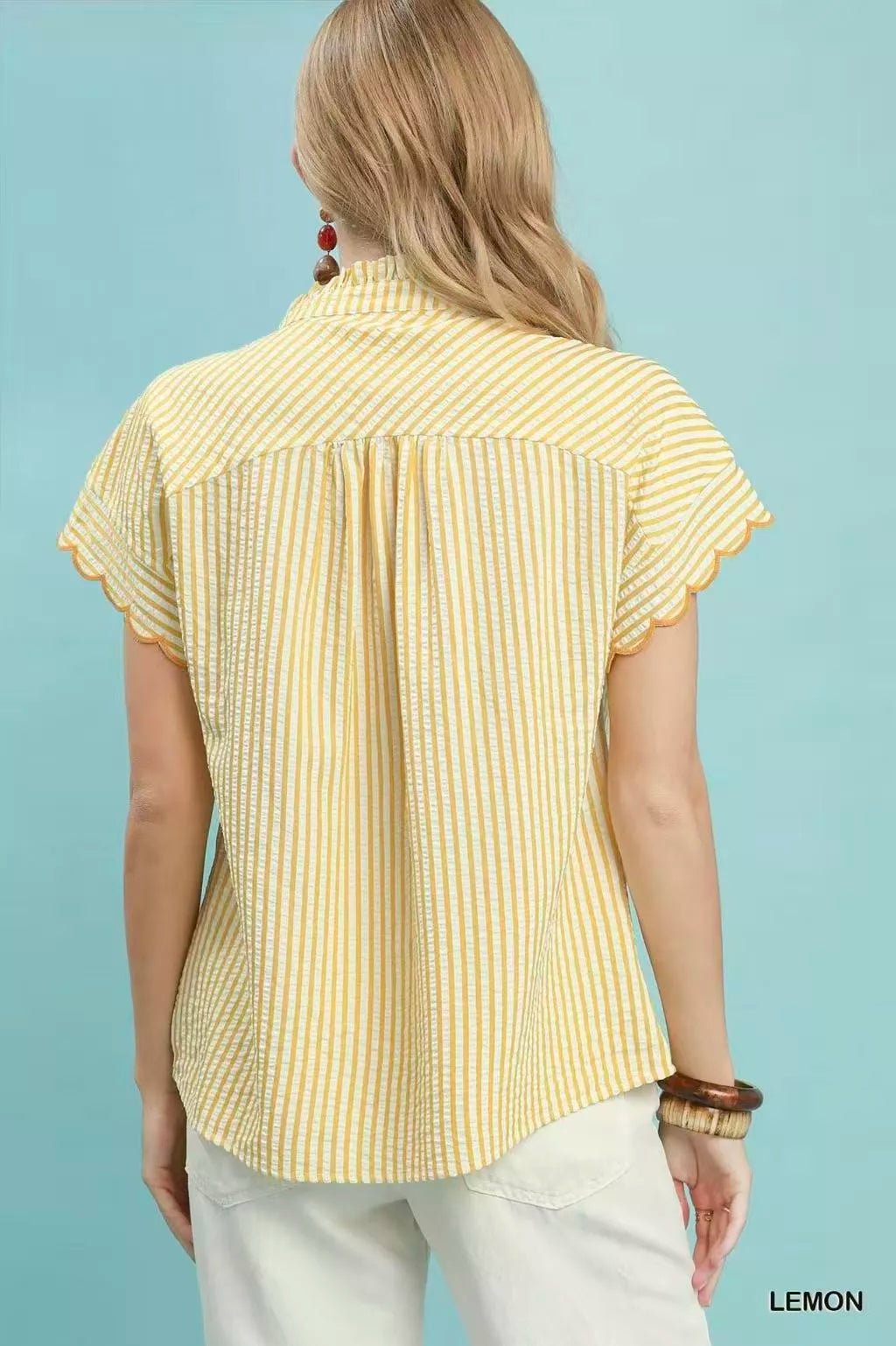 Umgee Embroidered Stripe Button Front Top - Bitsy Gypsy Boutique