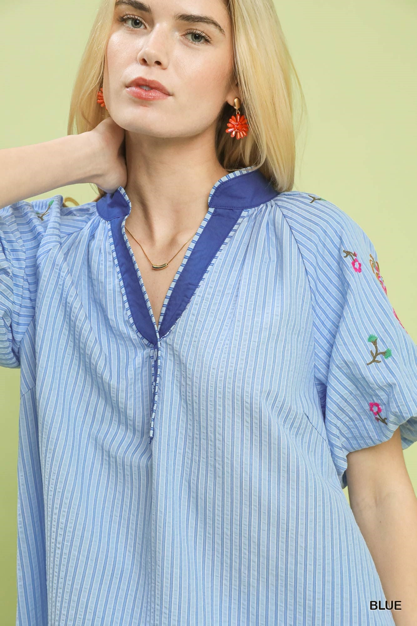 Umgee Embroidered Stripe Top - Bitsy Gypsy Boutique