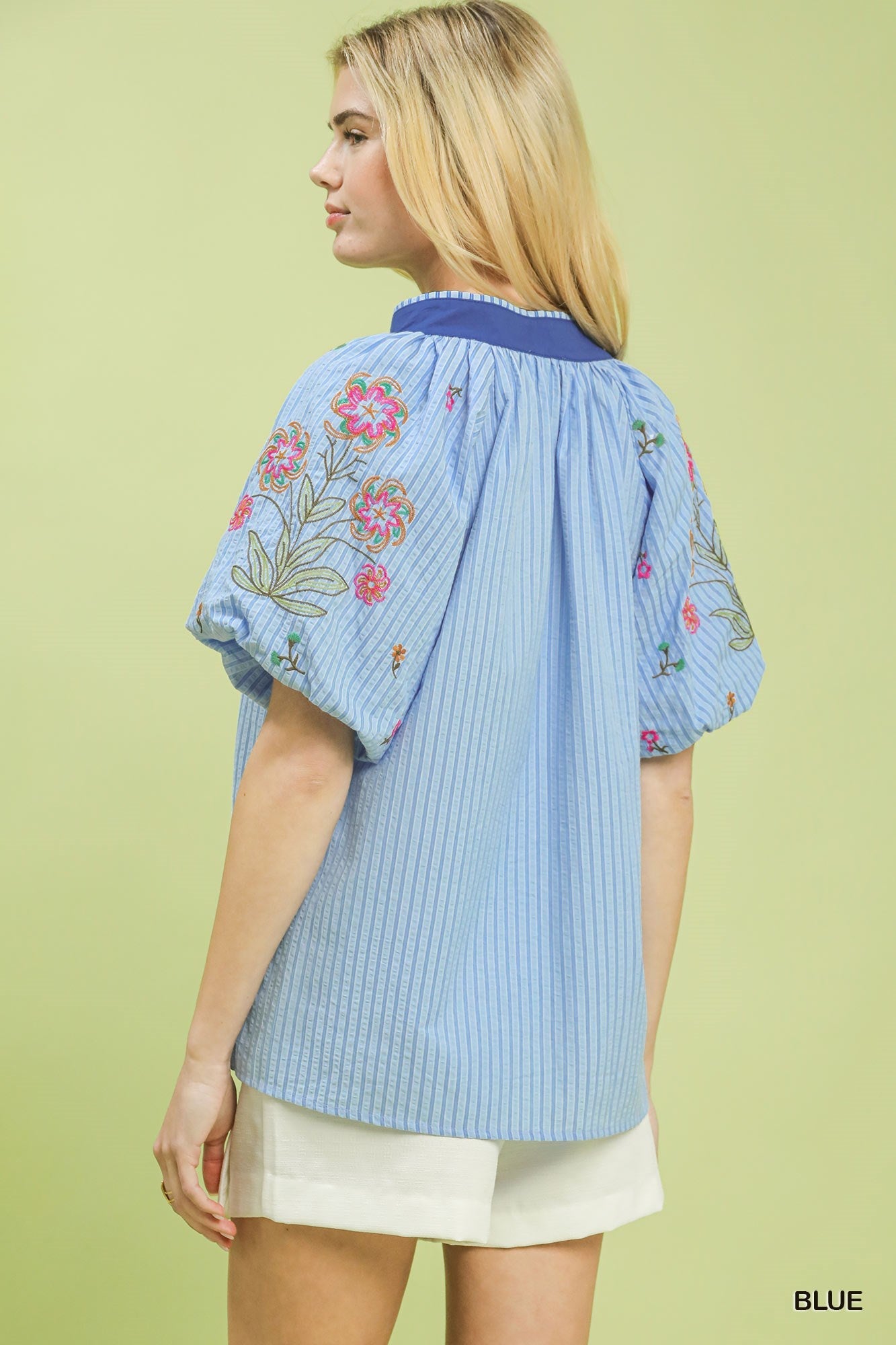 Umgee Embroidered Stripe Top - Bitsy Gypsy Boutique