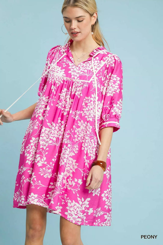 Umgee Floral Babydoll Dress with Pockets - Bitsy Gypsy Boutique