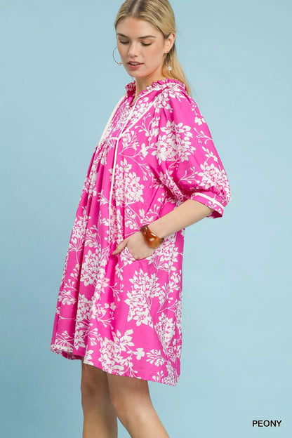 Umgee Floral Babydoll Dress with Pockets - Bitsy Gypsy Boutique