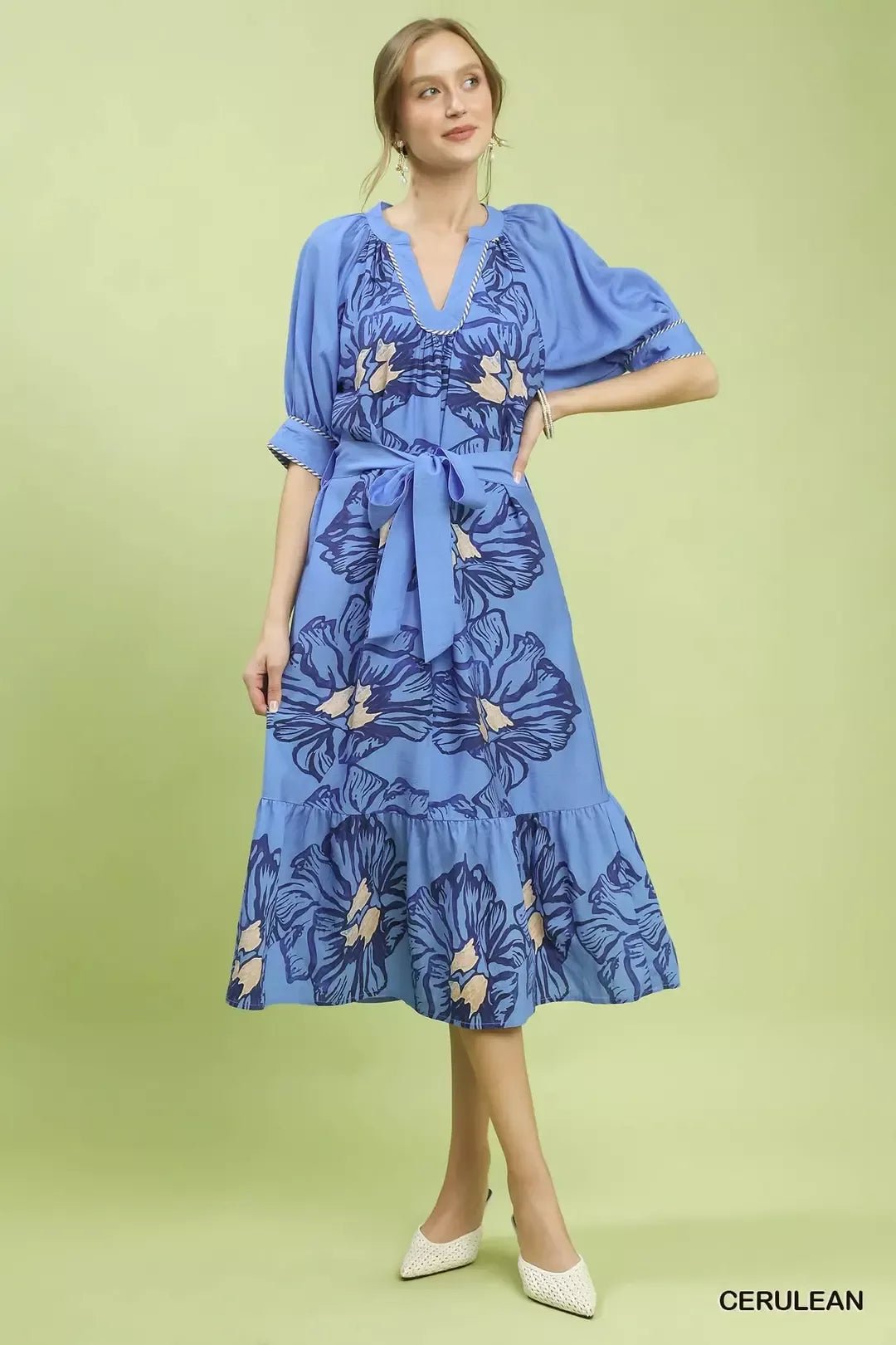 Umgee Floral Belted Midi Dress - Bitsy Gypsy Boutique