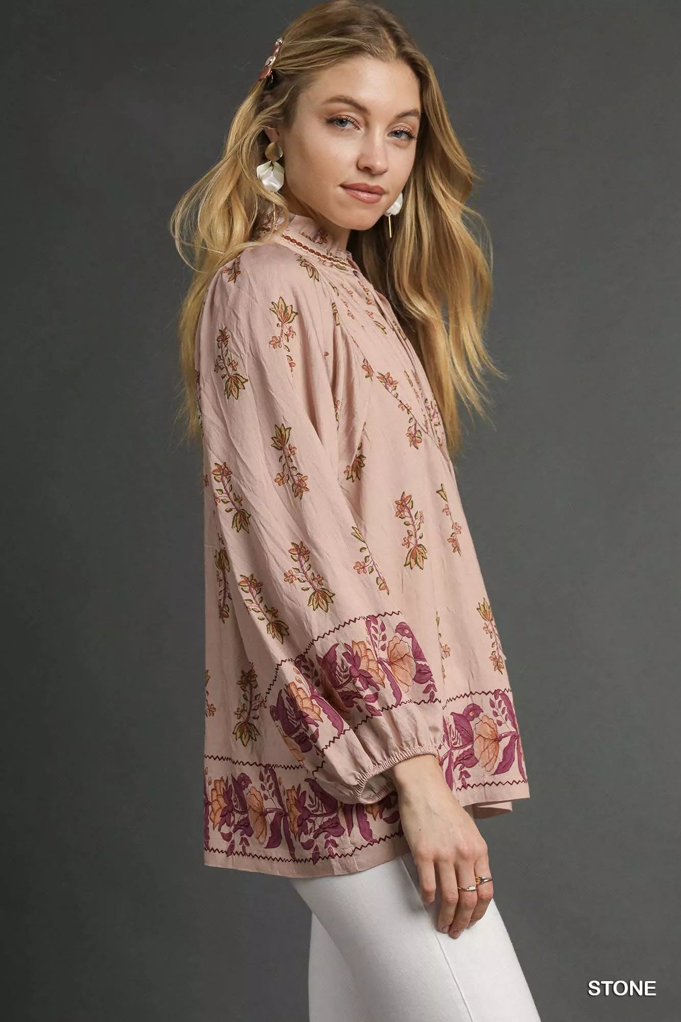 Umgee Floral Boho Peasant Blouse - Bitsy Gypsy Boutique
