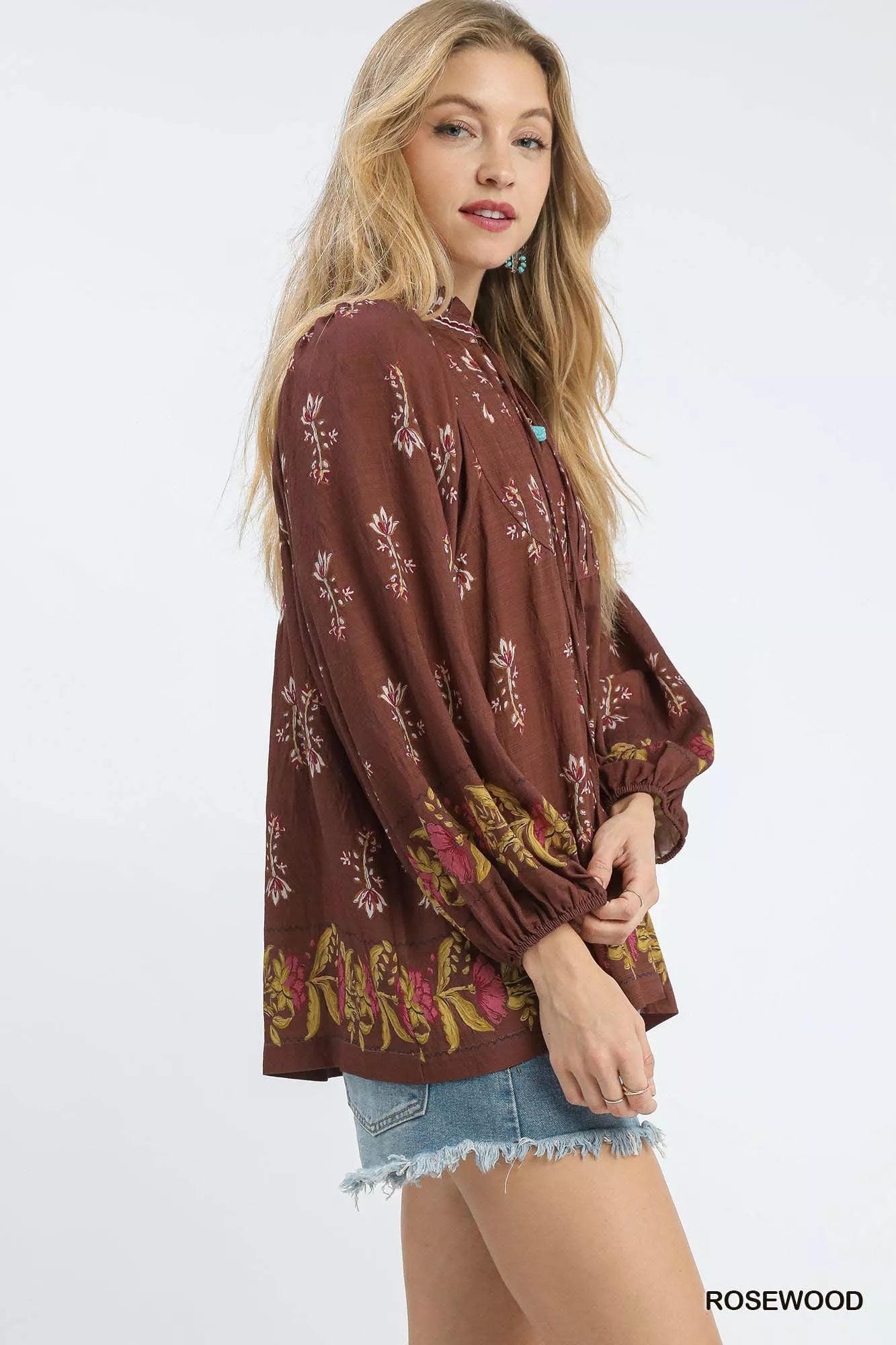 Umgee Floral Boho Peasant Blouse - Bitsy Gypsy Boutique