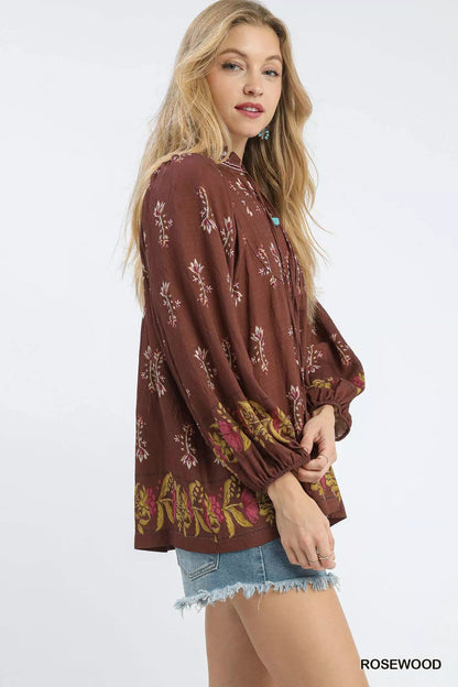 Umgee Floral Boho Peasant Blouse - Bitsy Gypsy Boutique