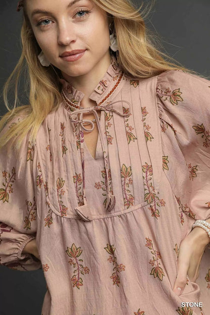 Umgee Floral Boho Peasant Blouse - Bitsy Gypsy Boutique