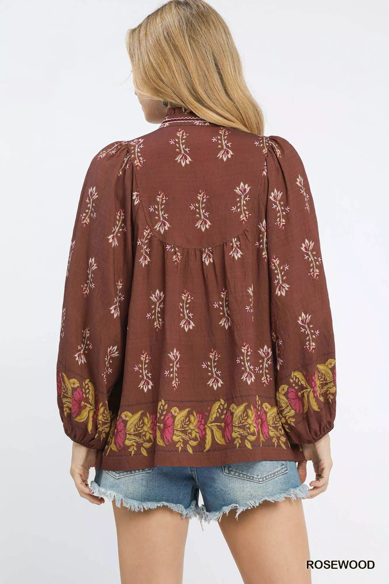 Umgee Floral Boho Peasant Blouse - Bitsy Gypsy Boutique