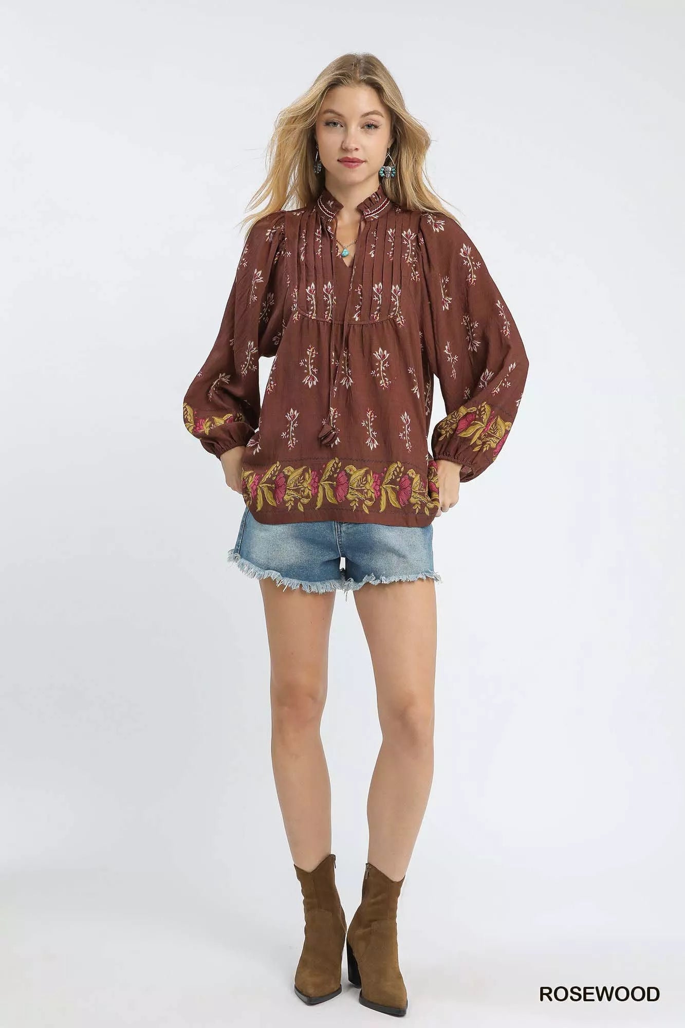 Umgee Floral Boho Peasant Blouse - Bitsy Gypsy Boutique