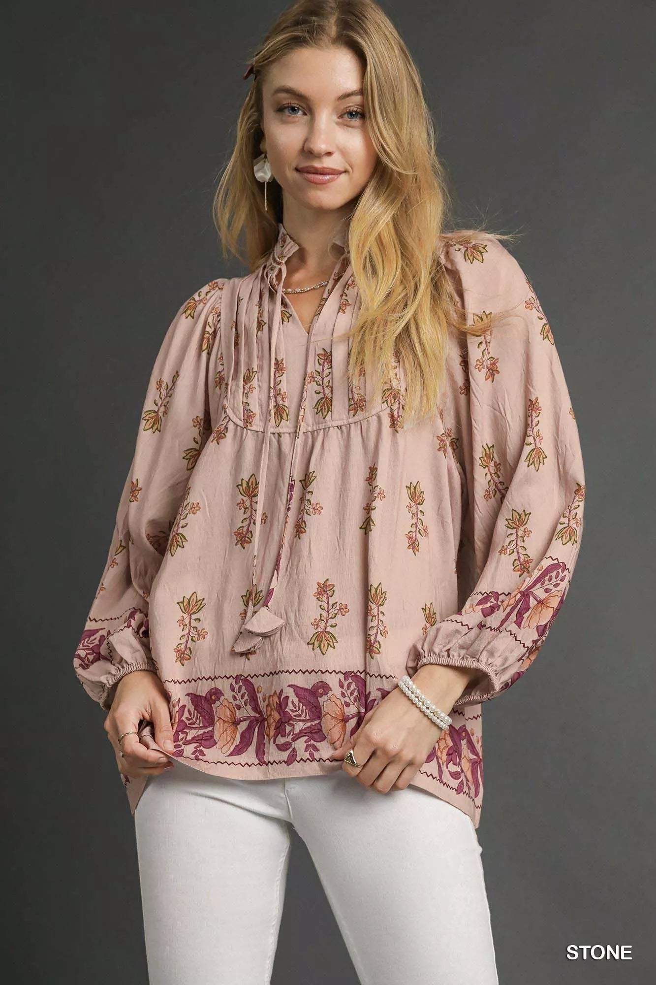 Umgee Floral Boho Peasant Blouse - Bitsy Gypsy Boutique