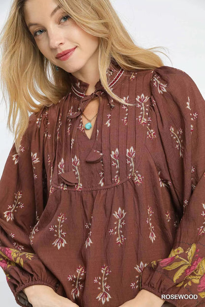 Umgee Floral Boho Peasant Blouse - Bitsy Gypsy Boutique