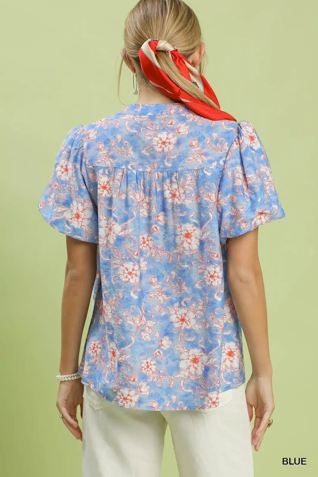 Umgee Floral Button - Front Short Sleeve Shirt - Bitsy Gypsy Boutique