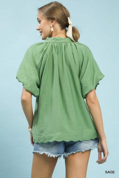 Umgee Floral Embroidered Hem Blouse - Bitsy Gypsy Boutique