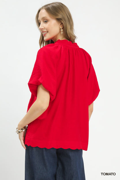 Umgee Floral Embroidered Hem Blouse - Bitsy Gypsy Boutique