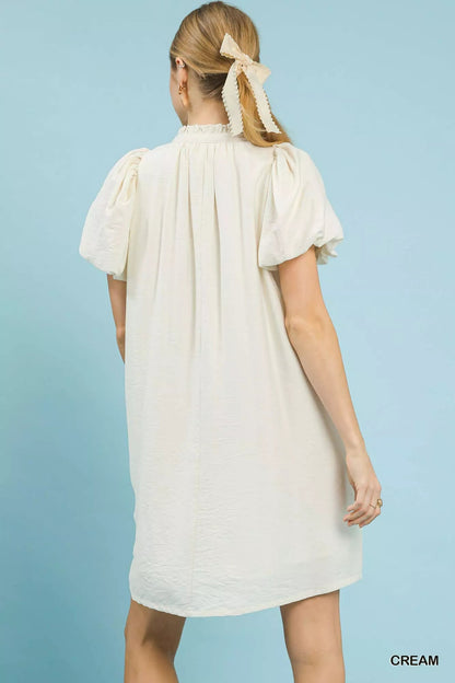 Umgee Floral Embroidered Puff Sleeve Mini Dress - Bitsy Gypsy Boutique