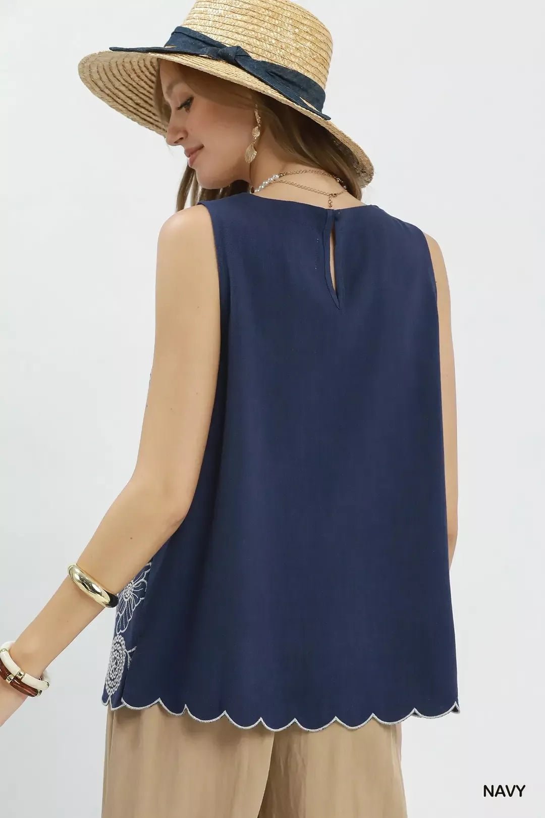 Umgee Floral Embroidered Sleeveless Top - Bitsy Gypsy Boutique