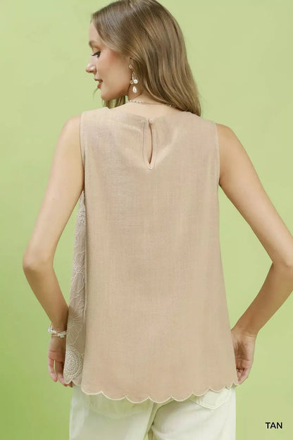 Umgee Floral Embroidered Sleeveless Top - Bitsy Gypsy Boutique