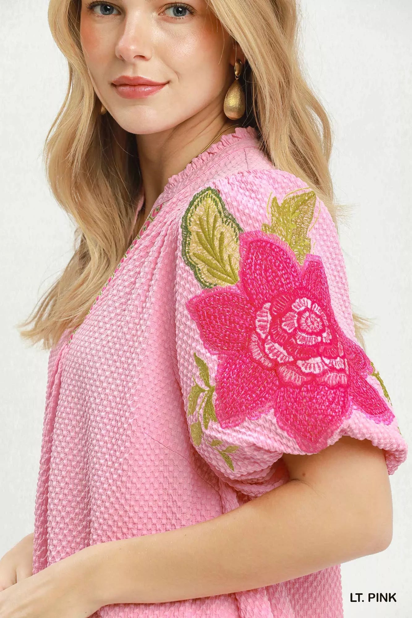 Umgee Floral Embroidered Textured Jacquard Dress - Bitsy Gypsy Boutique