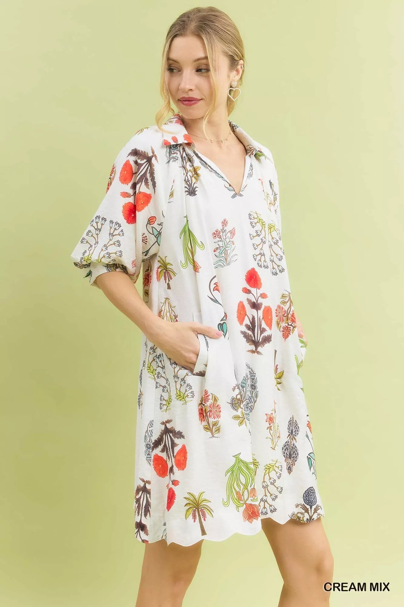 Umgee Floral Encyclopedia Print Mini Dress - Bitsy Gypsy Boutique