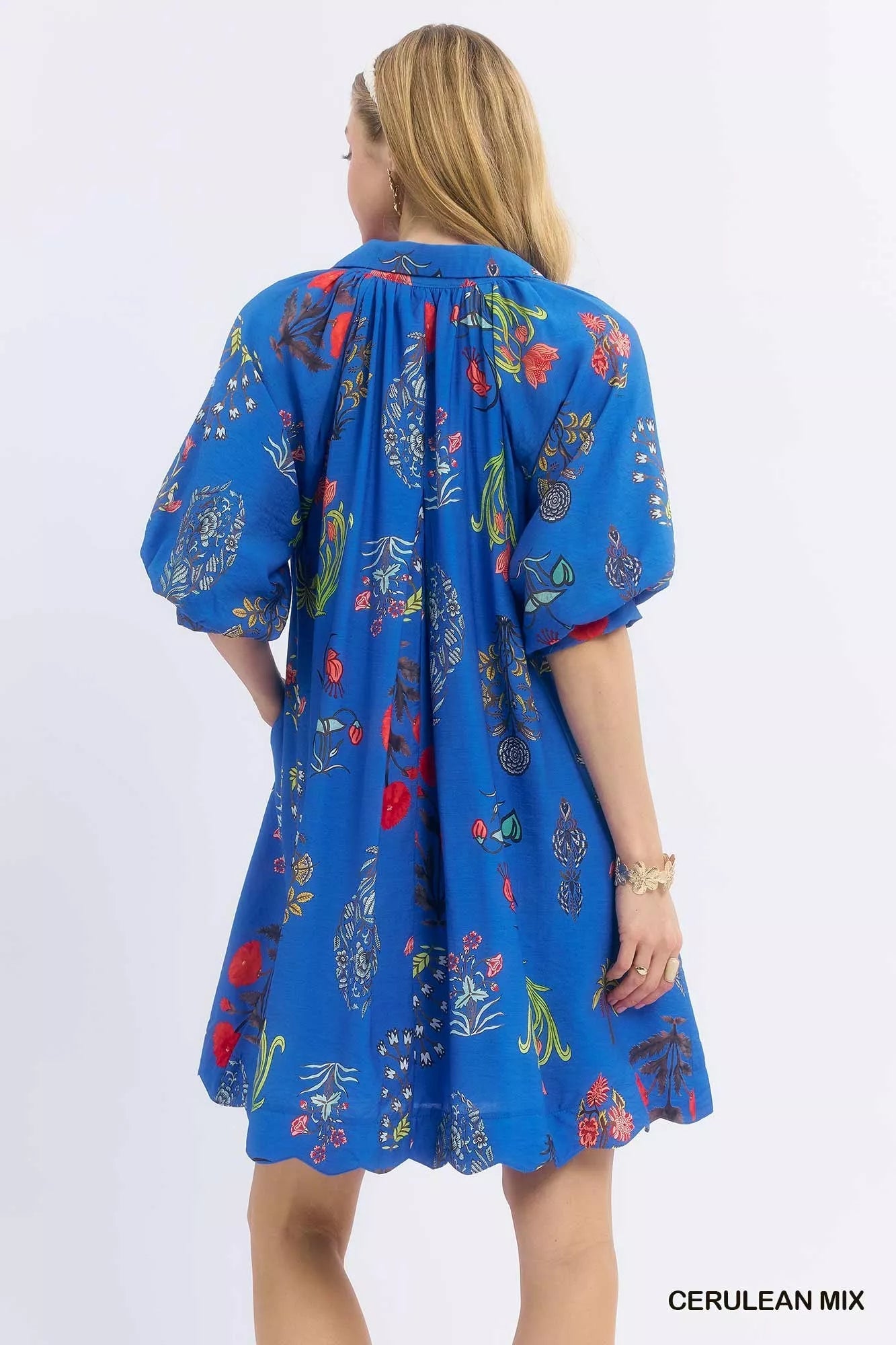 Umgee Floral Encyclopedia Print Mini Dress - Bitsy Gypsy Boutique