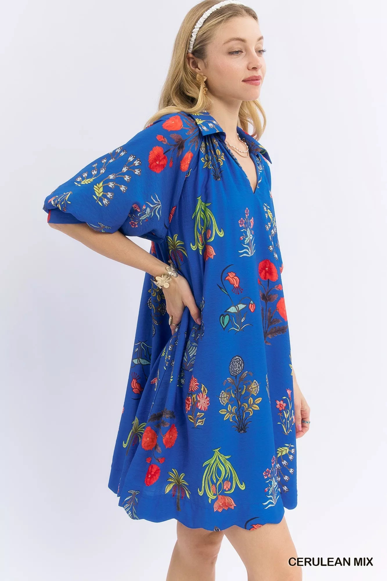 Umgee Floral Encyclopedia Print Mini Dress - Bitsy Gypsy Boutique
