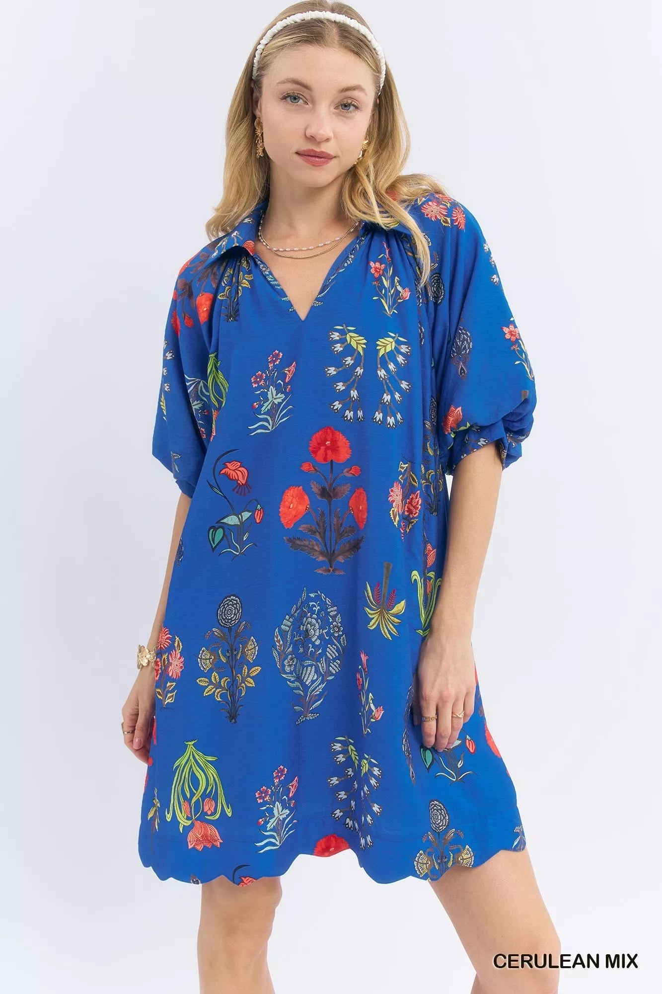 Umgee Floral Encyclopedia Print Mini Dress - Bitsy Gypsy Boutique