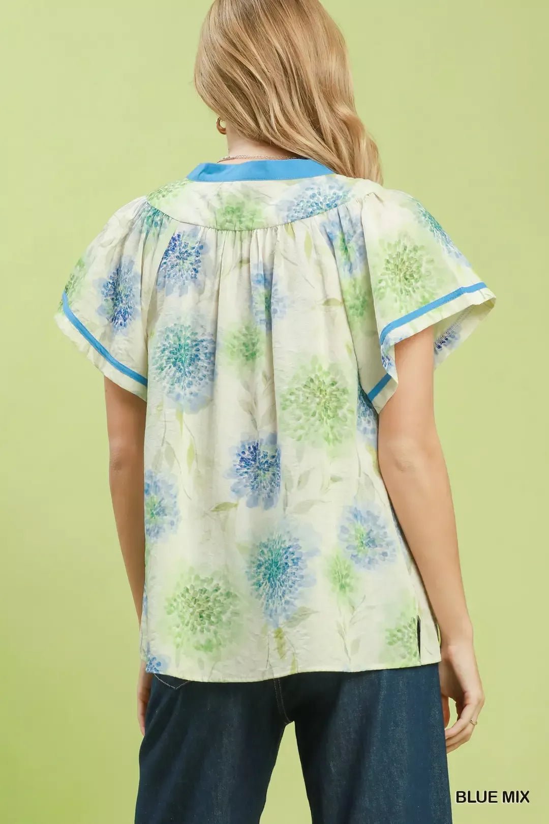 Umgee Floral Flutter Sleeve Blouse - Bitsy Gypsy Boutique