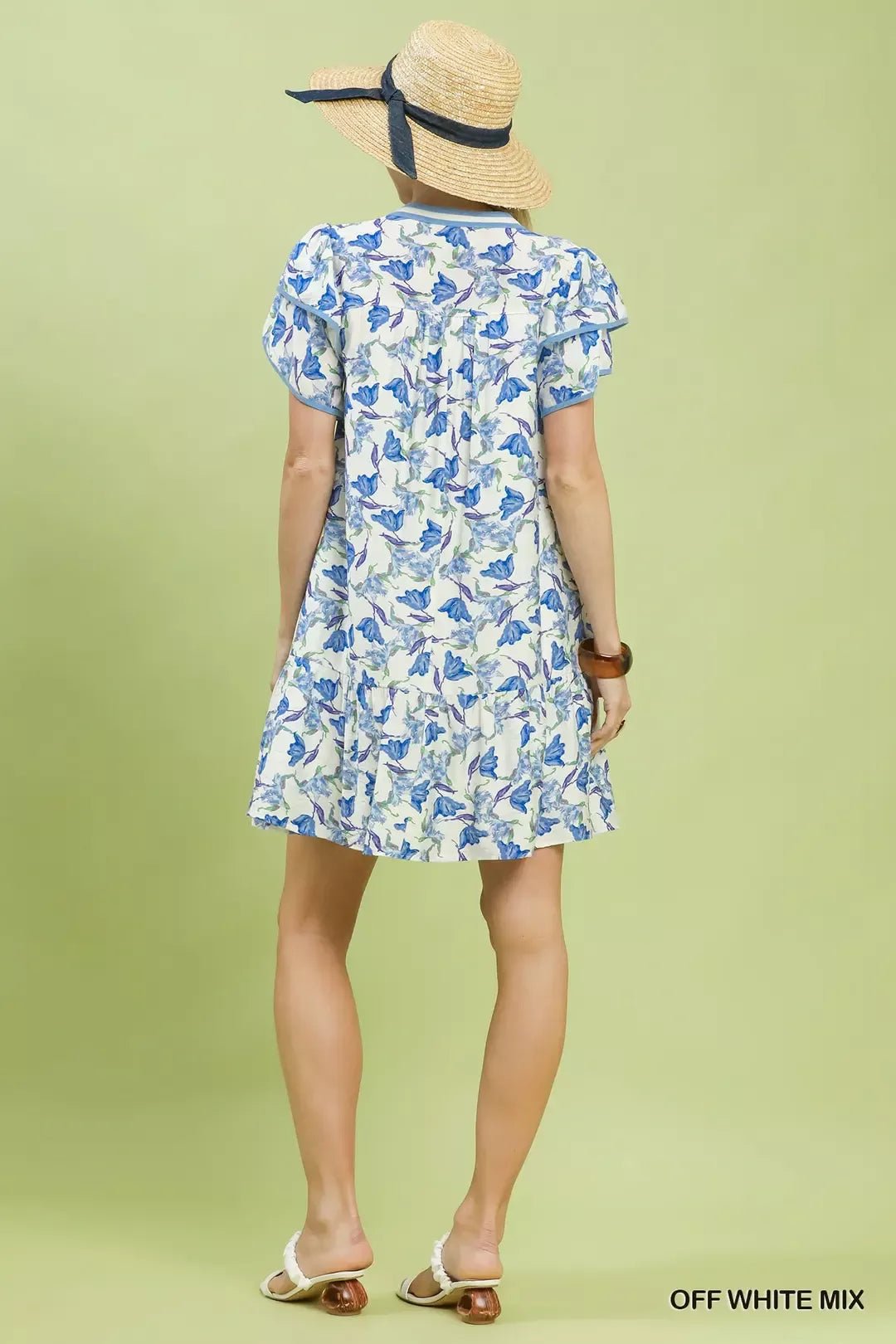 Umgee Floral Flutter Sleeve Tiered Dress - Bitsy Gypsy Boutique