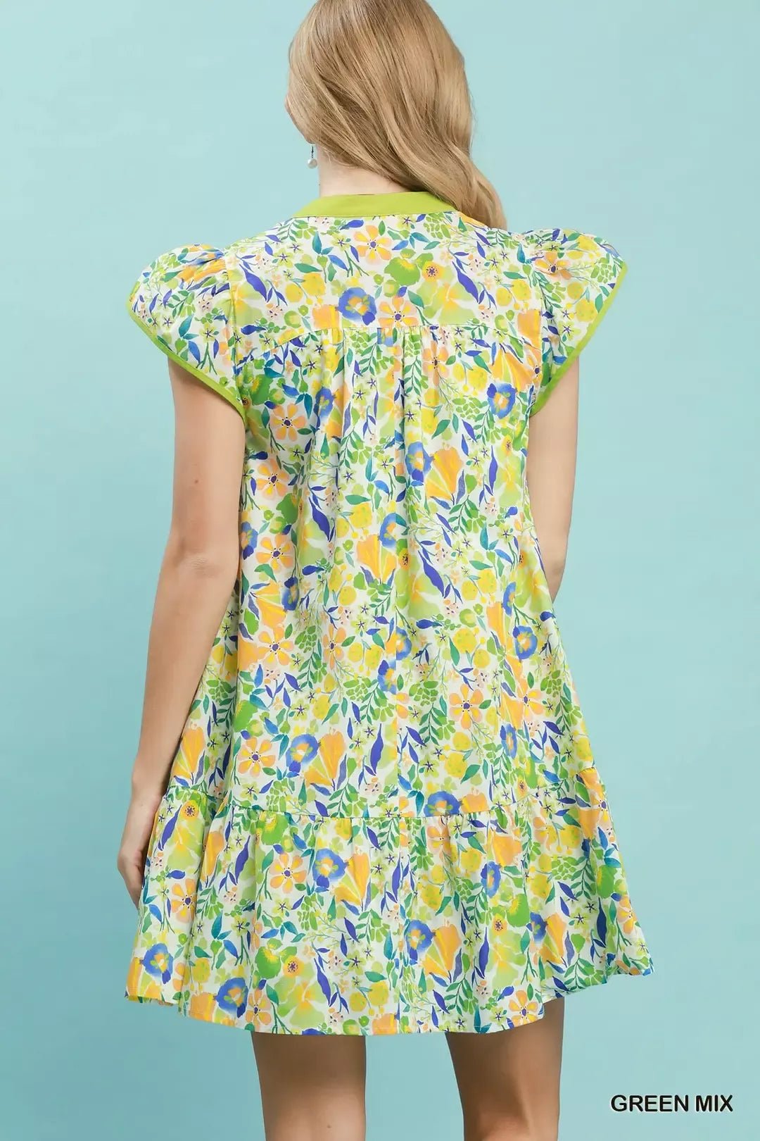 Umgee Floral Flutter Sleeve Tiered Mini Dress - Bitsy Gypsy Boutique