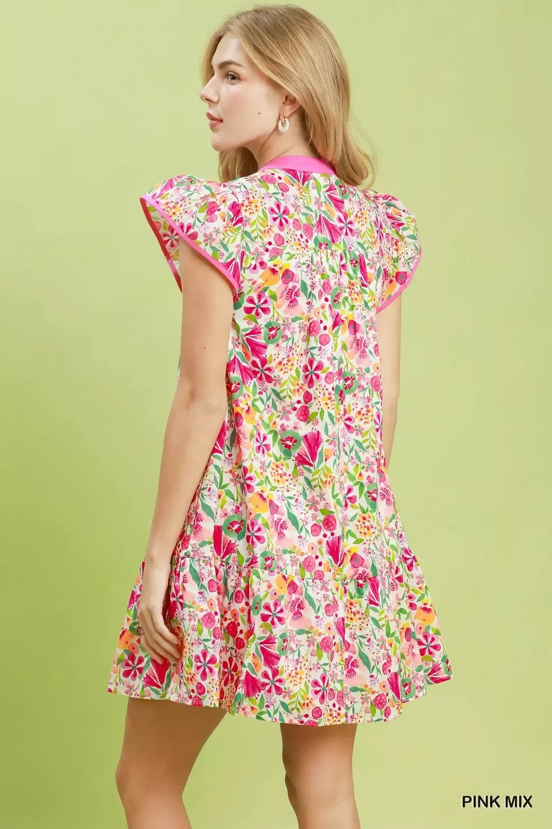 Umgee Floral Flutter Sleeve Tiered Mini Dress - Bitsy Gypsy Boutique