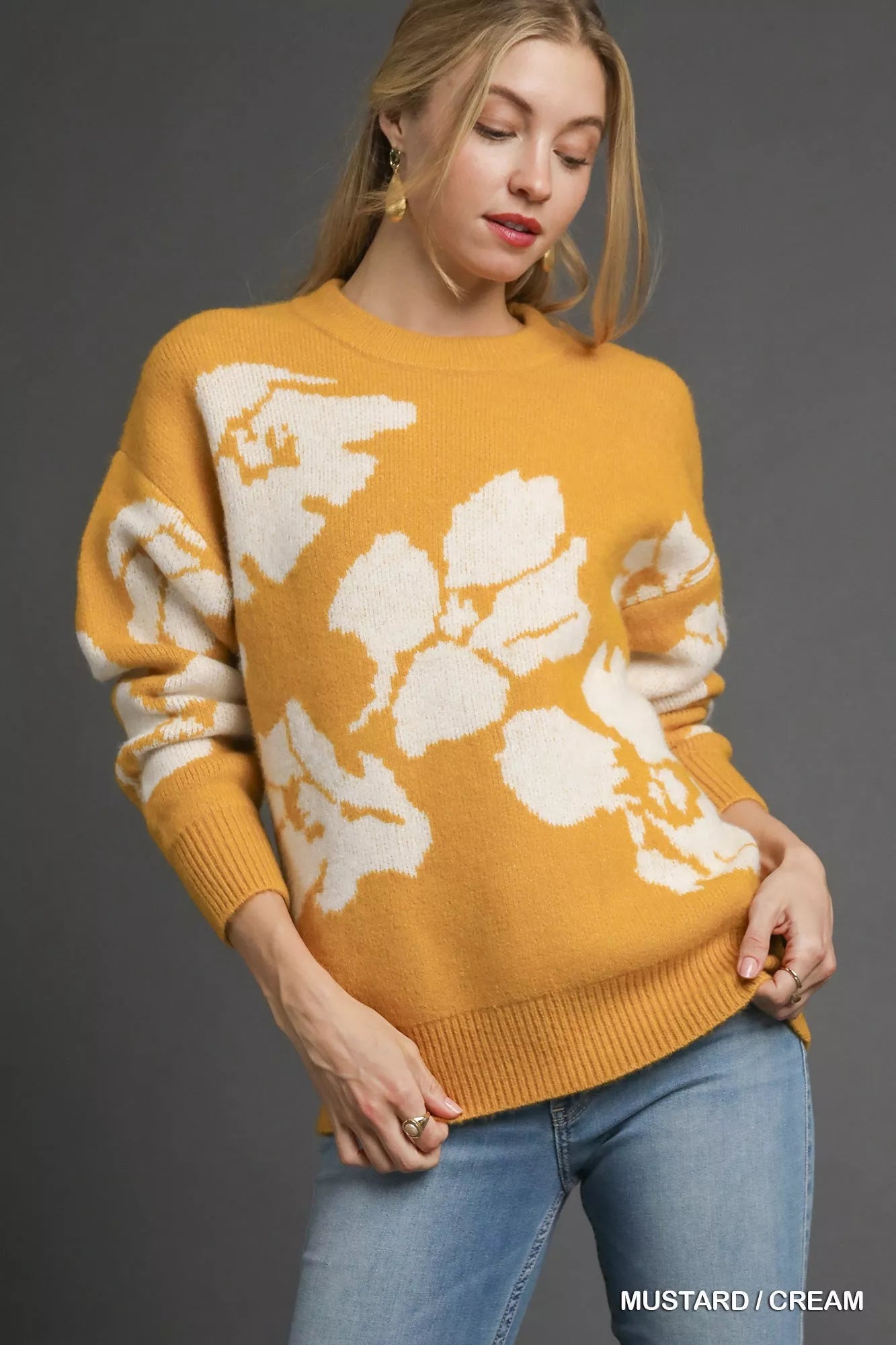 Umgee Floral Long Sleeve Sweater - Bitsy Gypsy Boutique