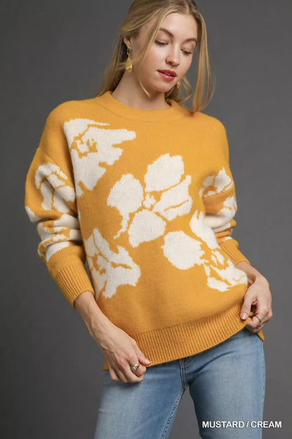 Umgee Floral Long Sleeve Sweater - Bitsy Gypsy Boutique