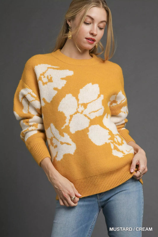Umgee Floral Long Sleeve Sweater - Bitsy Gypsy Boutique