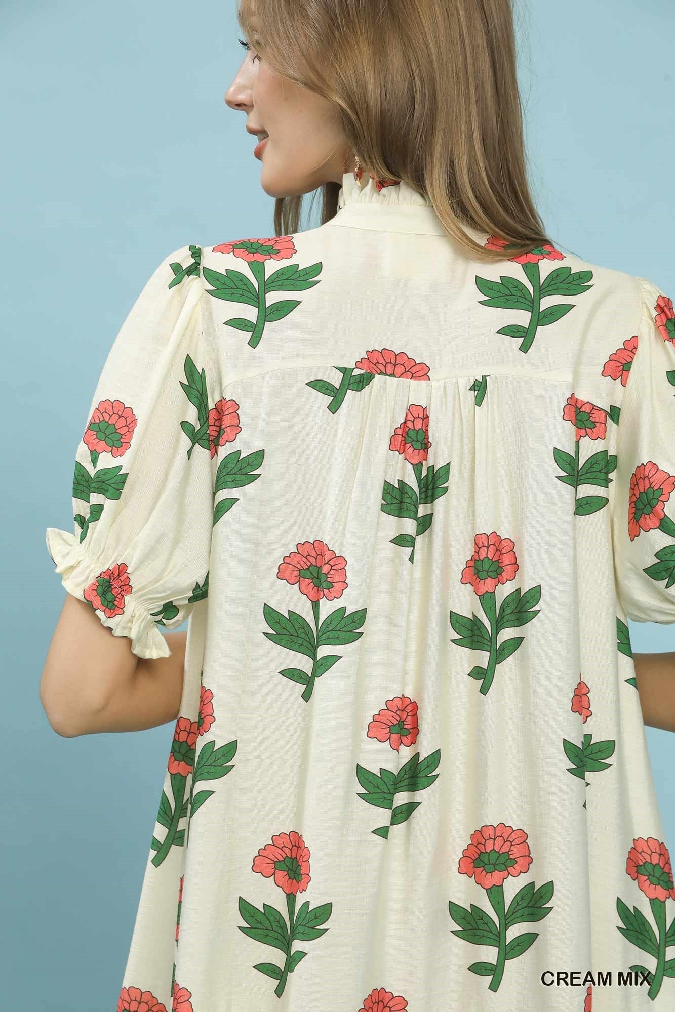 Umgee Floral Print Babydoll Dress - Bitsy Gypsy Boutique