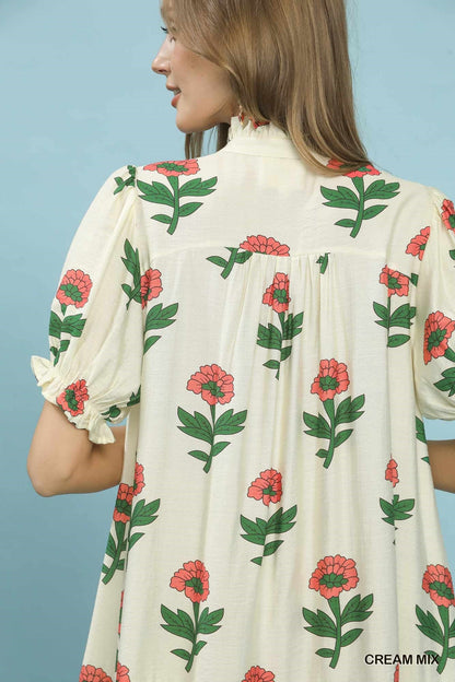 Umgee Floral Print Babydoll Dress - Bitsy Gypsy Boutique