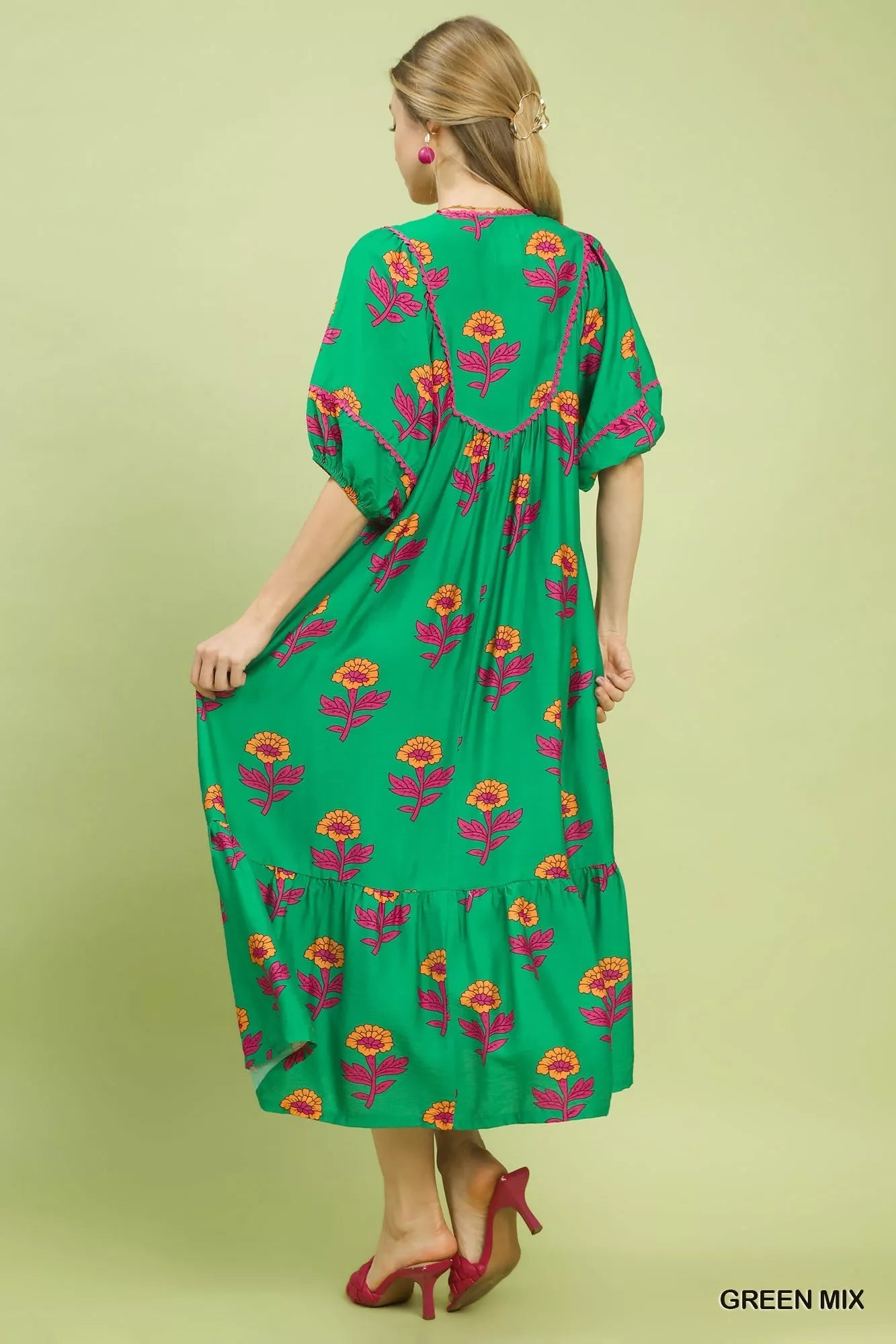 Umgee Floral Print Midi Dress - Bitsy Gypsy Boutique